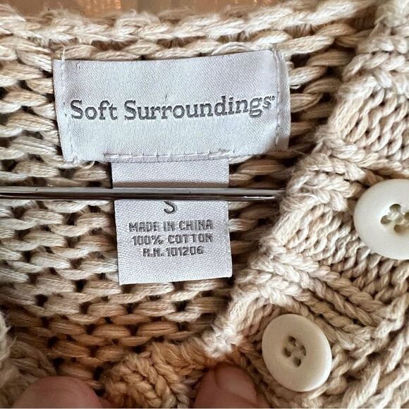 Soft Surroundings Size Small Hooded Sweater Soft Comfy Beige‎ Office Wear - Picture 5 of 6